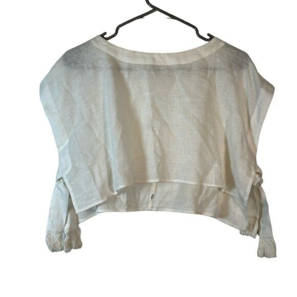 Free People Tops - Women's Free People White Cropped Tied Sides Size XS EUC #5179